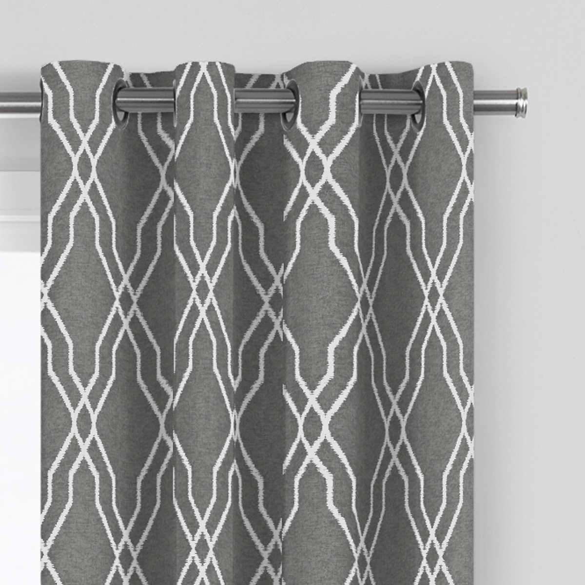 Perfect Pair, (2 Panels) Geometric Grommet Window Curtain Panels (Choose Color )