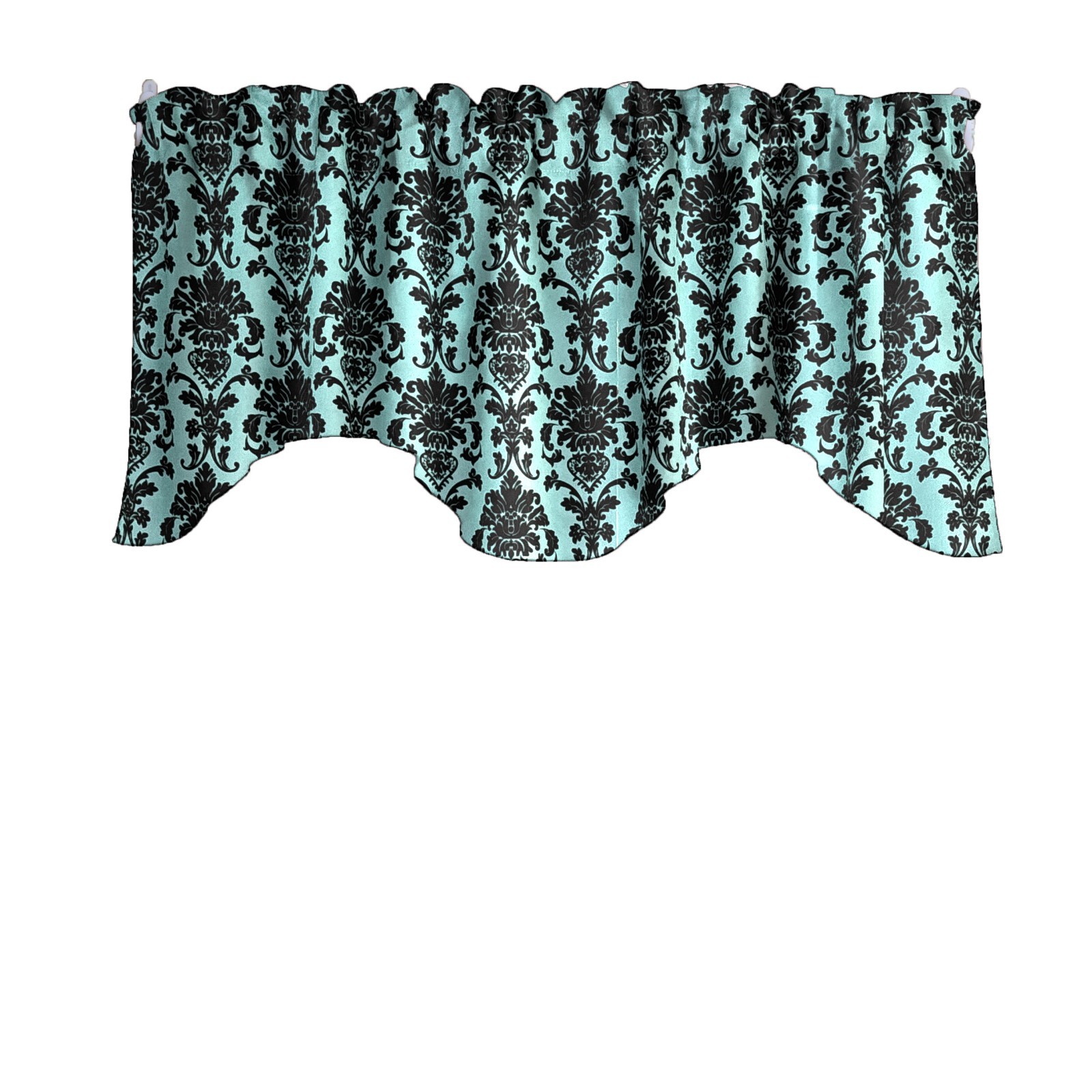 lovemyfabric 100% Polyester Damask Print Scalloped Valance 56″ Wide 20″ Tall
