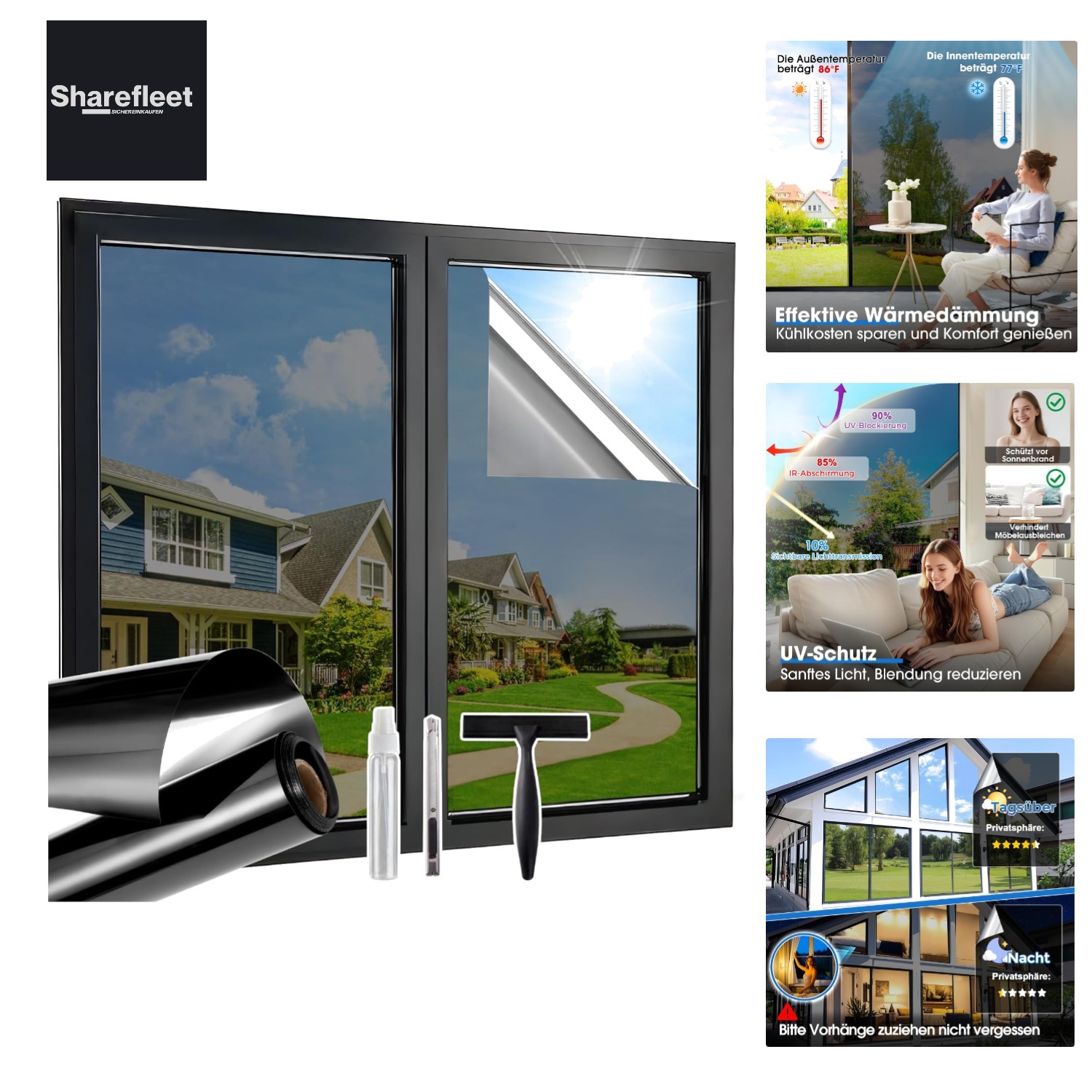 Mirror Film Window Film Opaque Privacy Protection from Outside, 44.5×1000 cm, Sun…