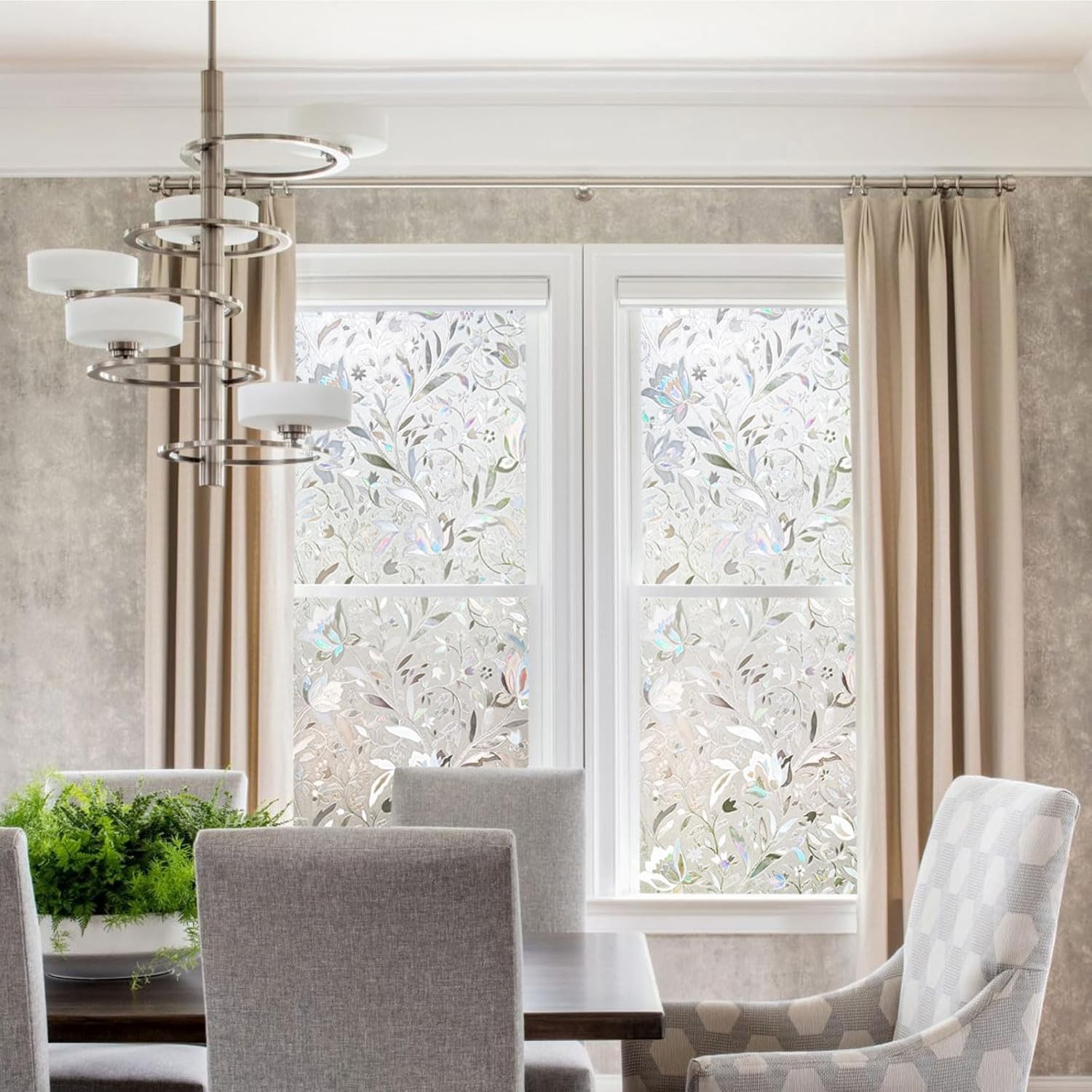 Protective Window Film with Laser Tulip Design – 87% UV Blocking, 23.6×78.7in