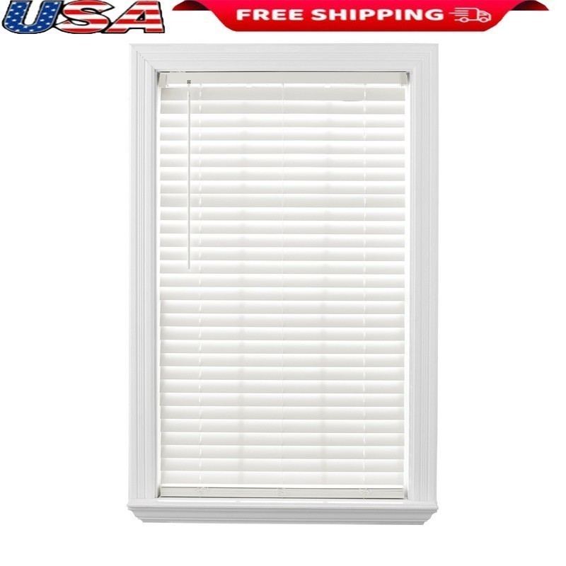Cordless Faux Wood Blinds Room Darkening Adjustable Slats Easy Installation New