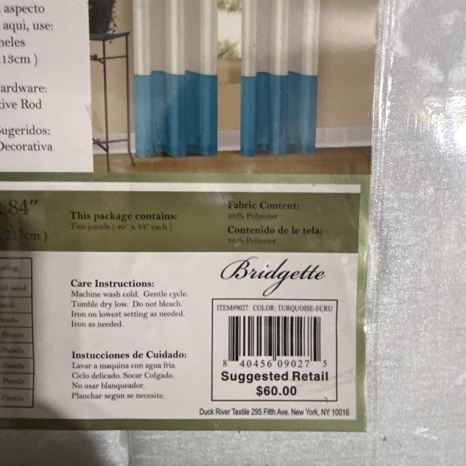 Bridgette Grommet Pair Panels Value Pack (2 Pack) White And Teal New