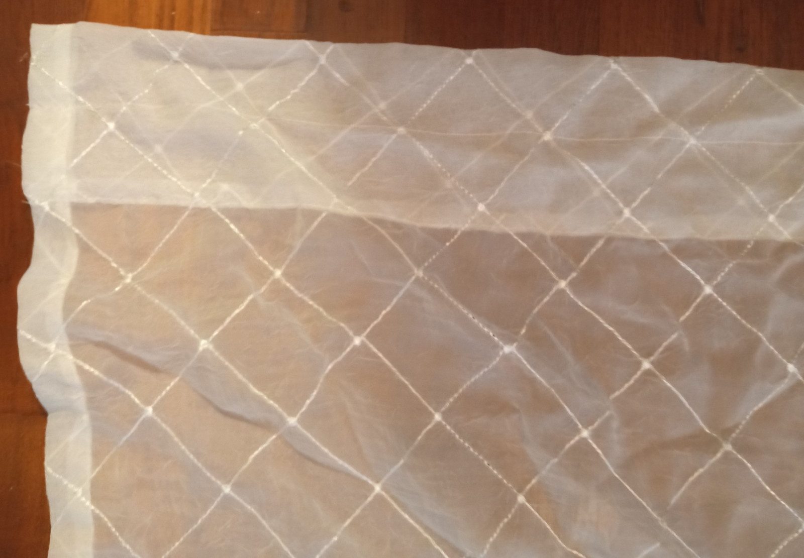 Vintage Set 2 White Sheer Embroidered Curtain Panels Rod Pocket 51×83 (102 Width