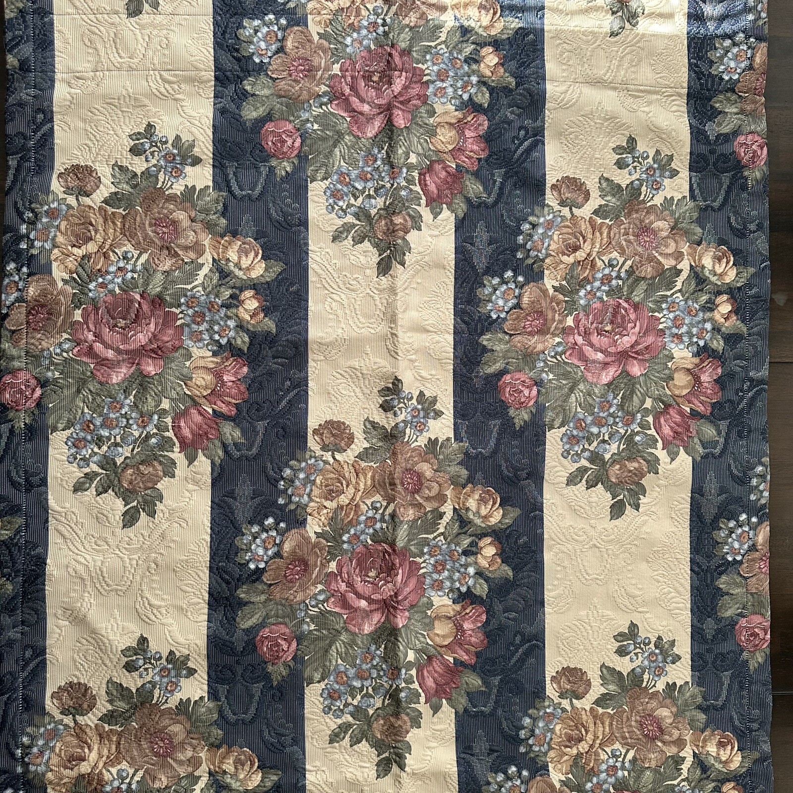 1997 JCPenney Park Avenue Matelassé Drapes 82×84” Pair Quilt-like Texture Floral
