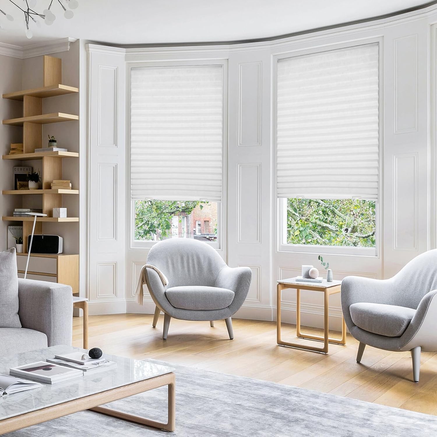 6 Packs Cordless Pleated Light Filtering Window Shade 36 in x 72 in Easy to Cut
