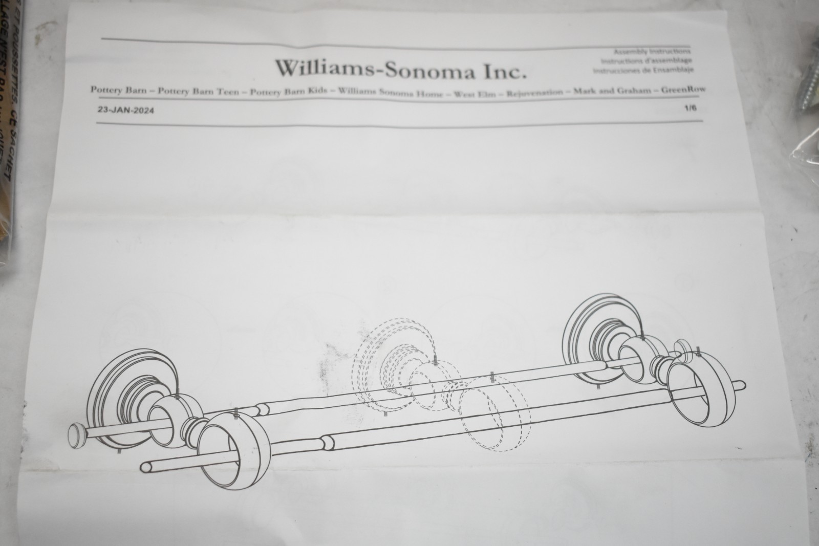 William Sonoma Inc Somerset Curtain Double Rod Bracket Set Assy Bronze