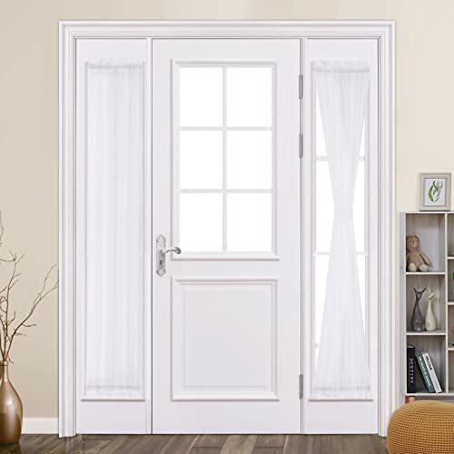 2 Panels Sidelight Curtains for French Door Sheer Panels 25″W x 72″L White
