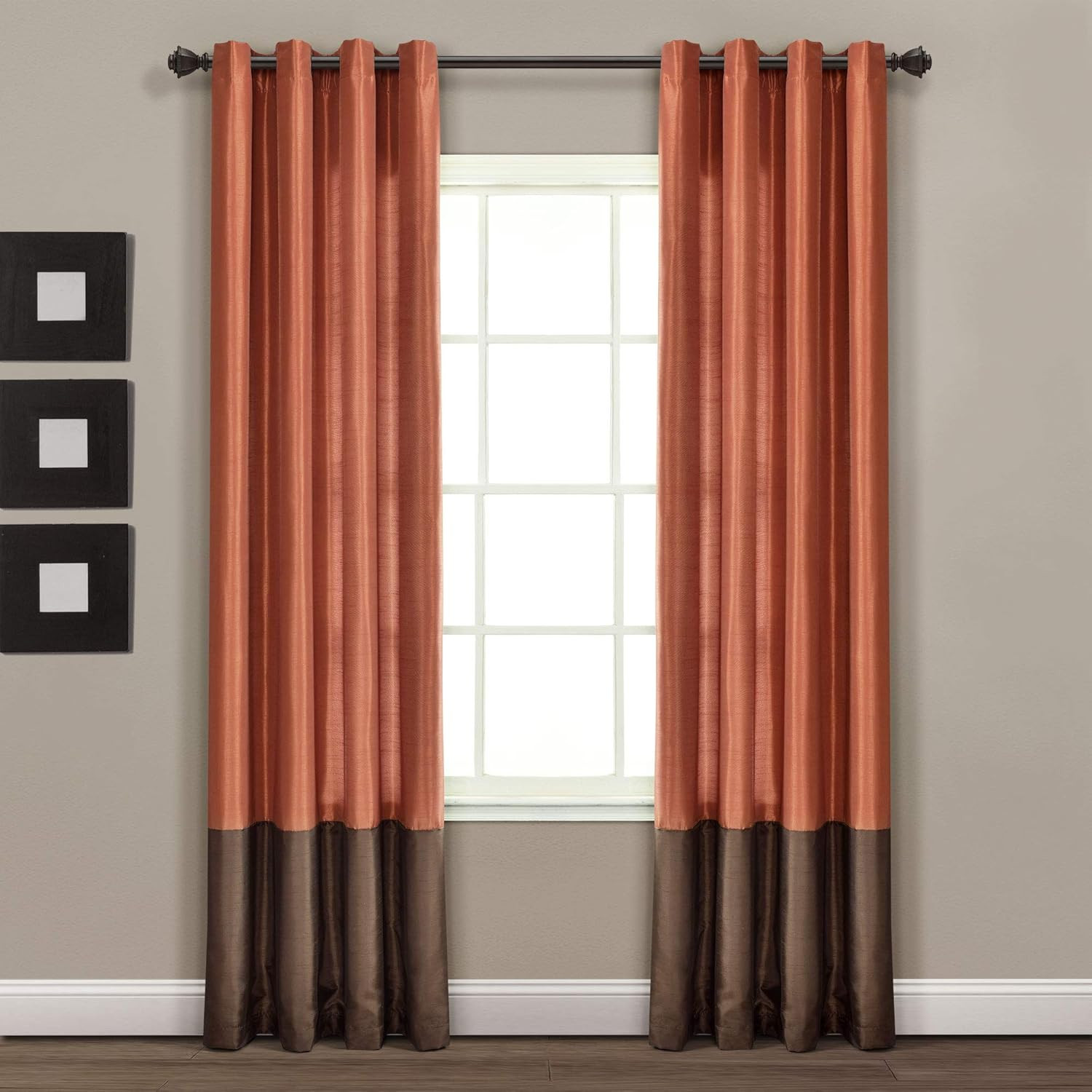 Color Block Prima Window Curtains Panel Set for Living, Dining Room, Bedroom (Pa