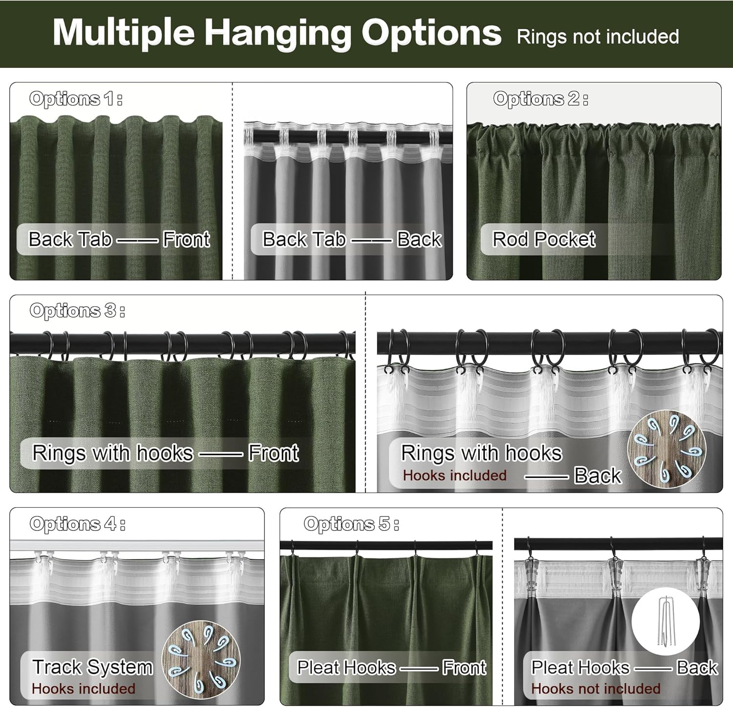 Loden Olive Green Extra Wide Blackout Curtains 70×108 for Sliding Doors