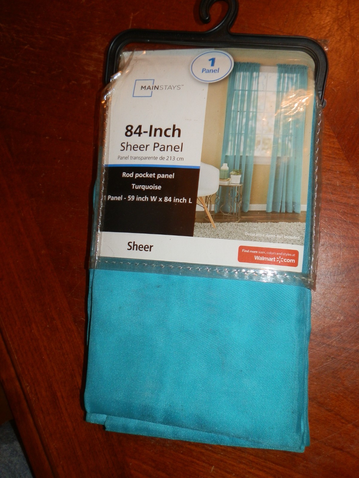 Mainstays 84 in Sheer Panel Curtain Rod Pocket Soft Silver 59″ W by 84″ L Teal