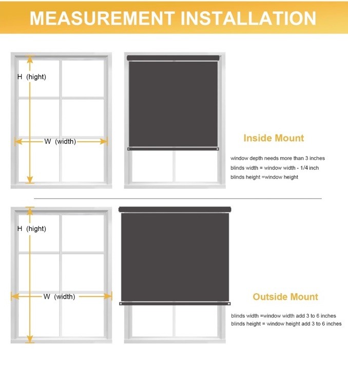 MYshade Blackout Cordless Roller Shade Room Darkening Window Blind White 34×72
