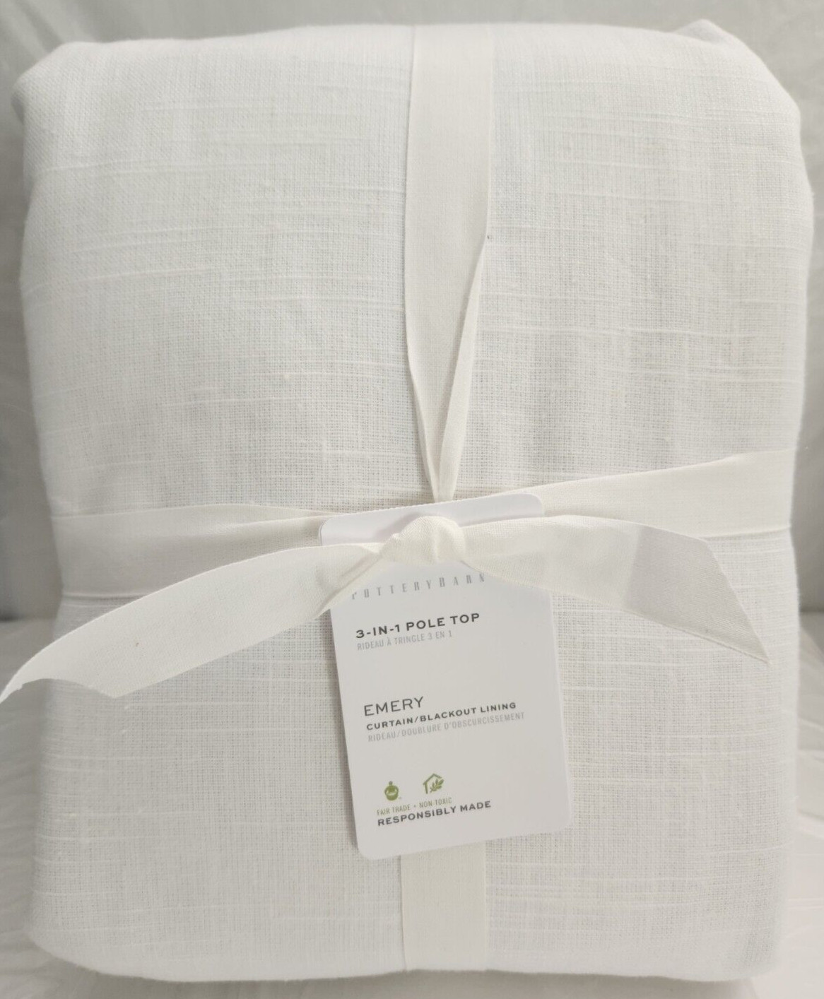 Pottery Barn 3-in-1 Pole Top Emery 1-Curtain Blackout Lining 96″ x 96″ White