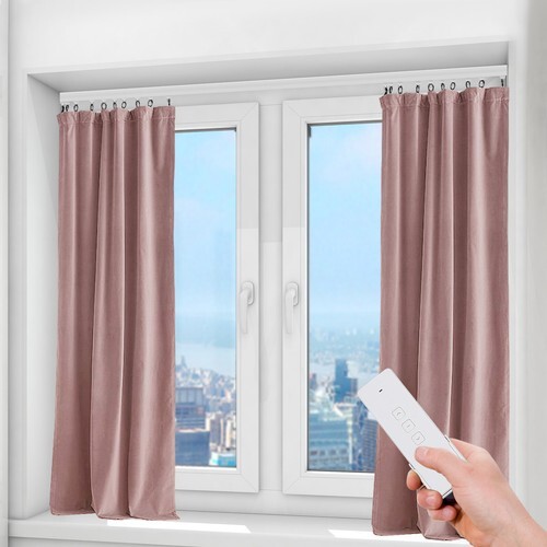 Motorized Curtain Track Electric Curtain Track DIY White With Remote Control NEW