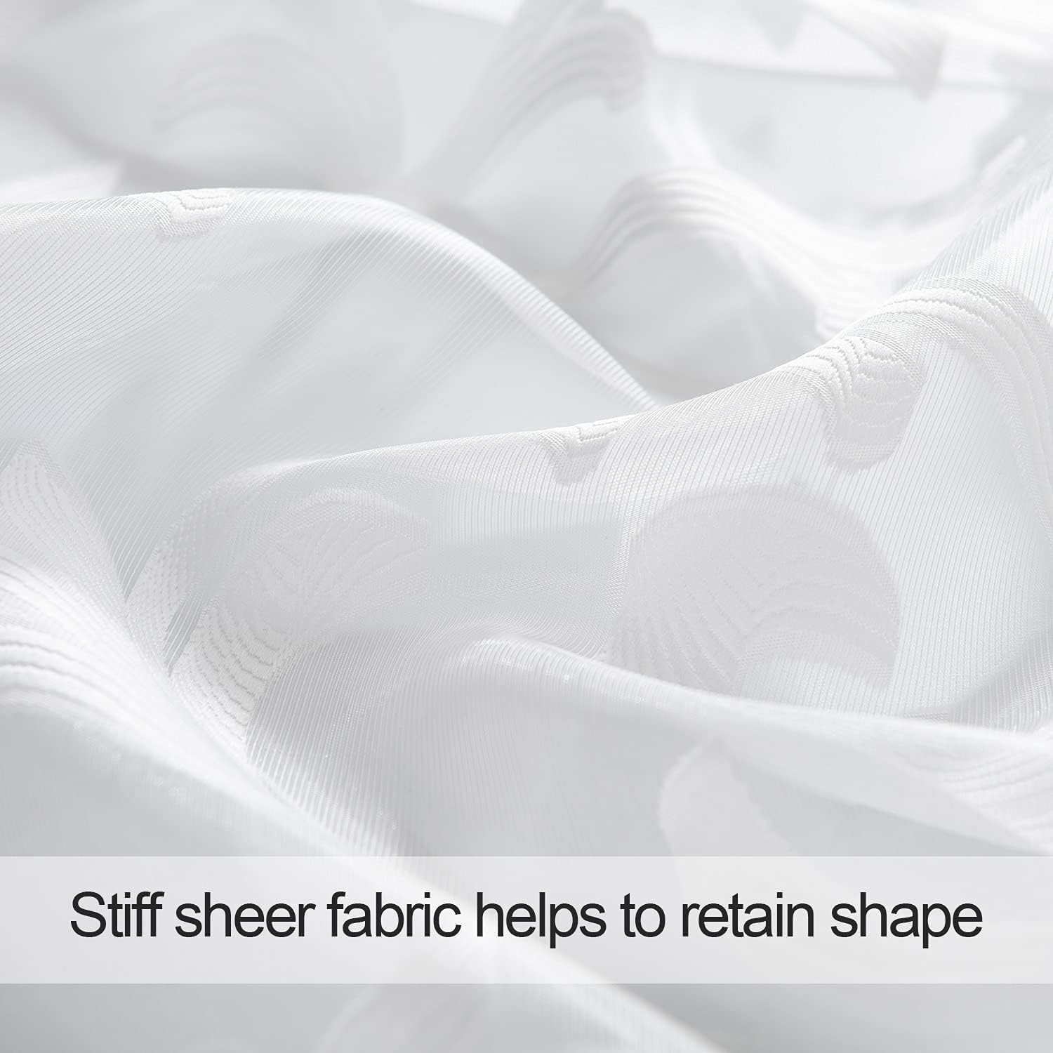 Elegant White Organza Waterfall Valance with Beaded Tassel Trim, 40 x 17 Inch