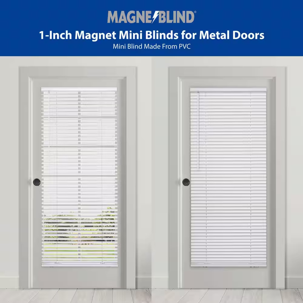 White Cordless Room Darkening Magnetic Mini Blinds with 1 In. Slats – 25 In. W X