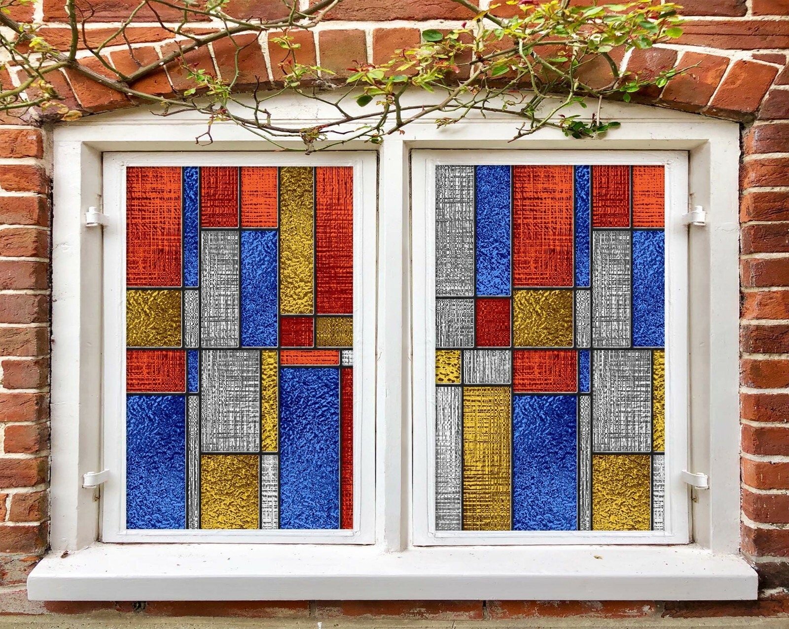 3D Blue Square ZHU254 Window Film Print Sticker Cling Stained Glass UV Zoe
