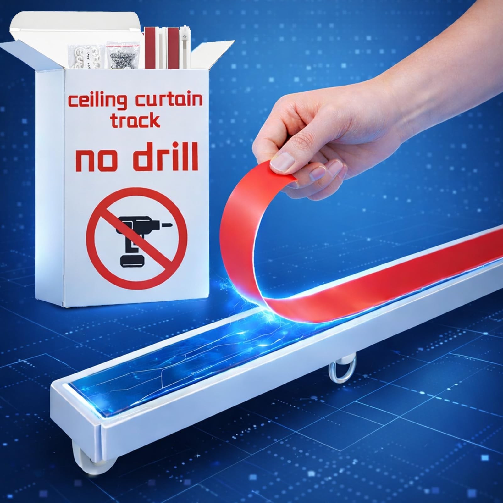 AJAZZ Self Adhesive Ceiling Curtain Track (4.72FT,1.44M, White) Curtain Track…