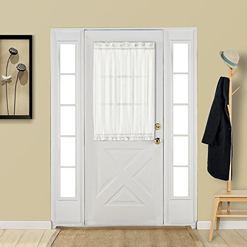 Transparent Sheer French Door 25″W x 40″L| 1 Panel Voile Sheer |Satin White