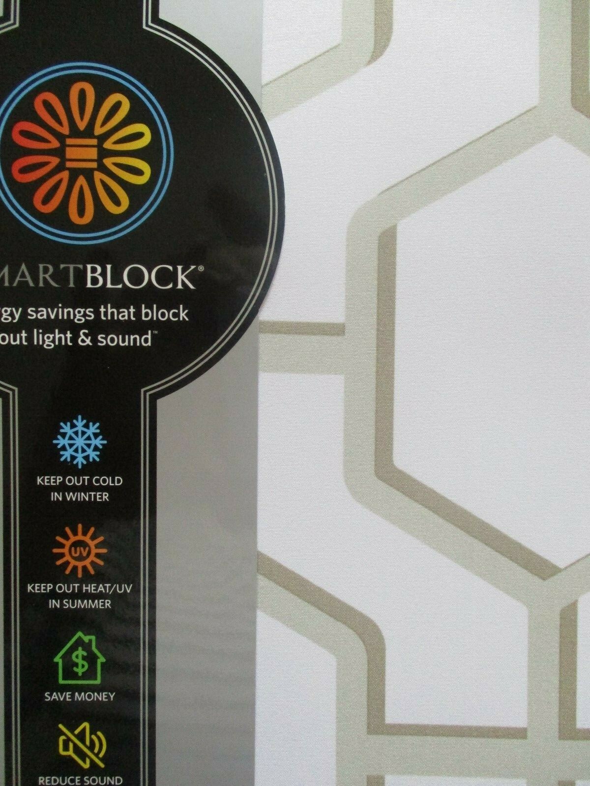 SMART BLOCK CHROMA GEO TAN 95″ LENGTH BLACKOUT CURTAIN PANEL – NEW