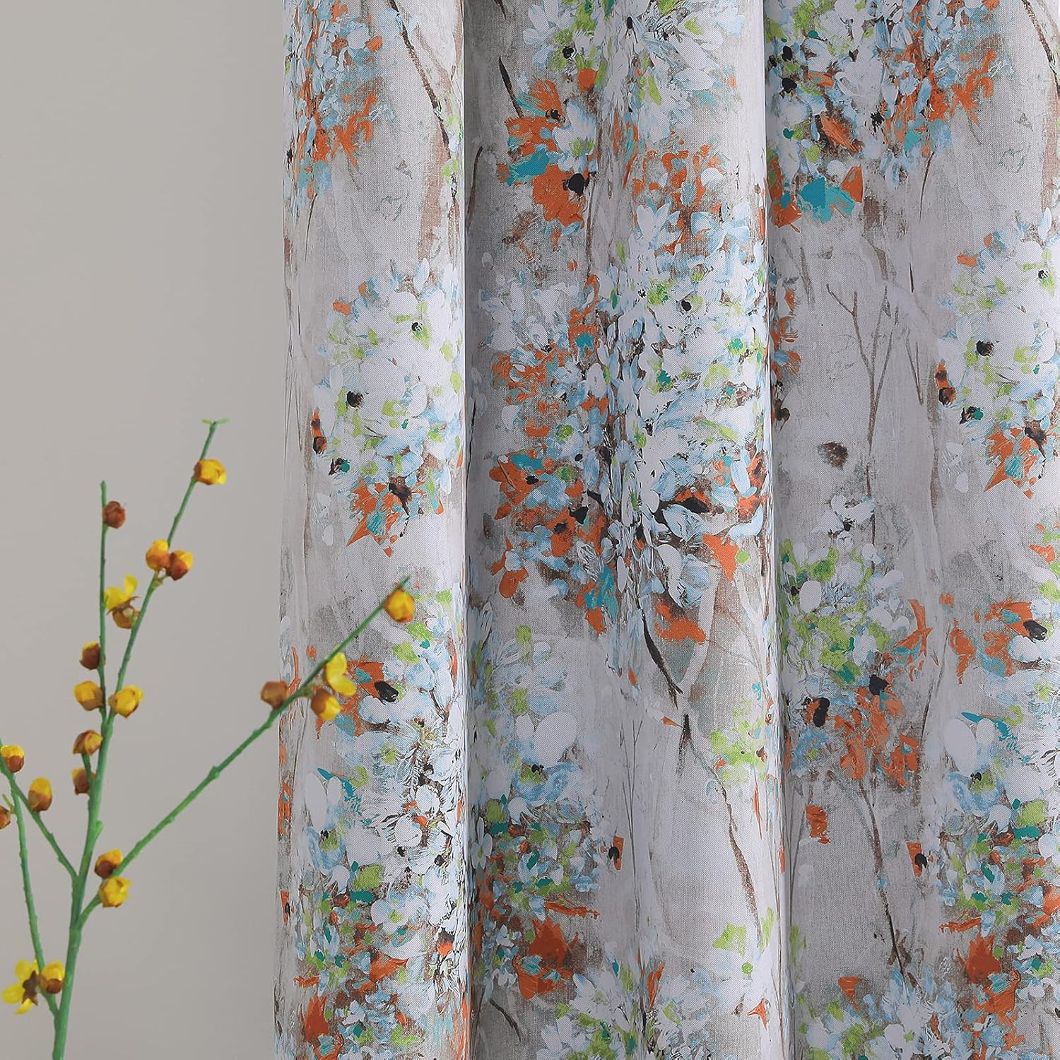 MYSKY HOME Floral Blackout Curtains 84 Inches Long 2 Panels Fall Curtains for Be