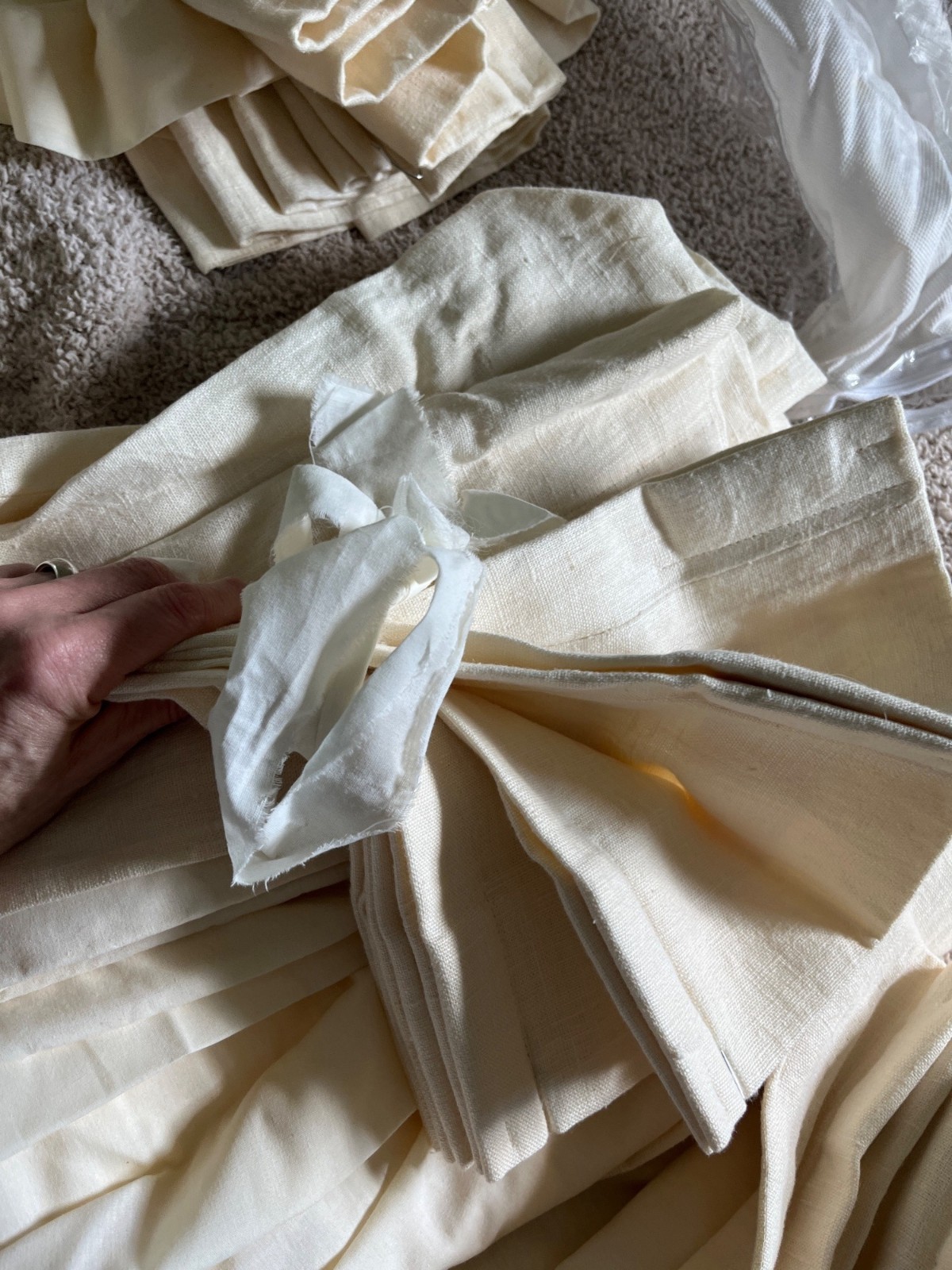 4 Heavy Linen Ivory Curtain Panels Lined Pinch Pleats Quality Luxury 84×46″