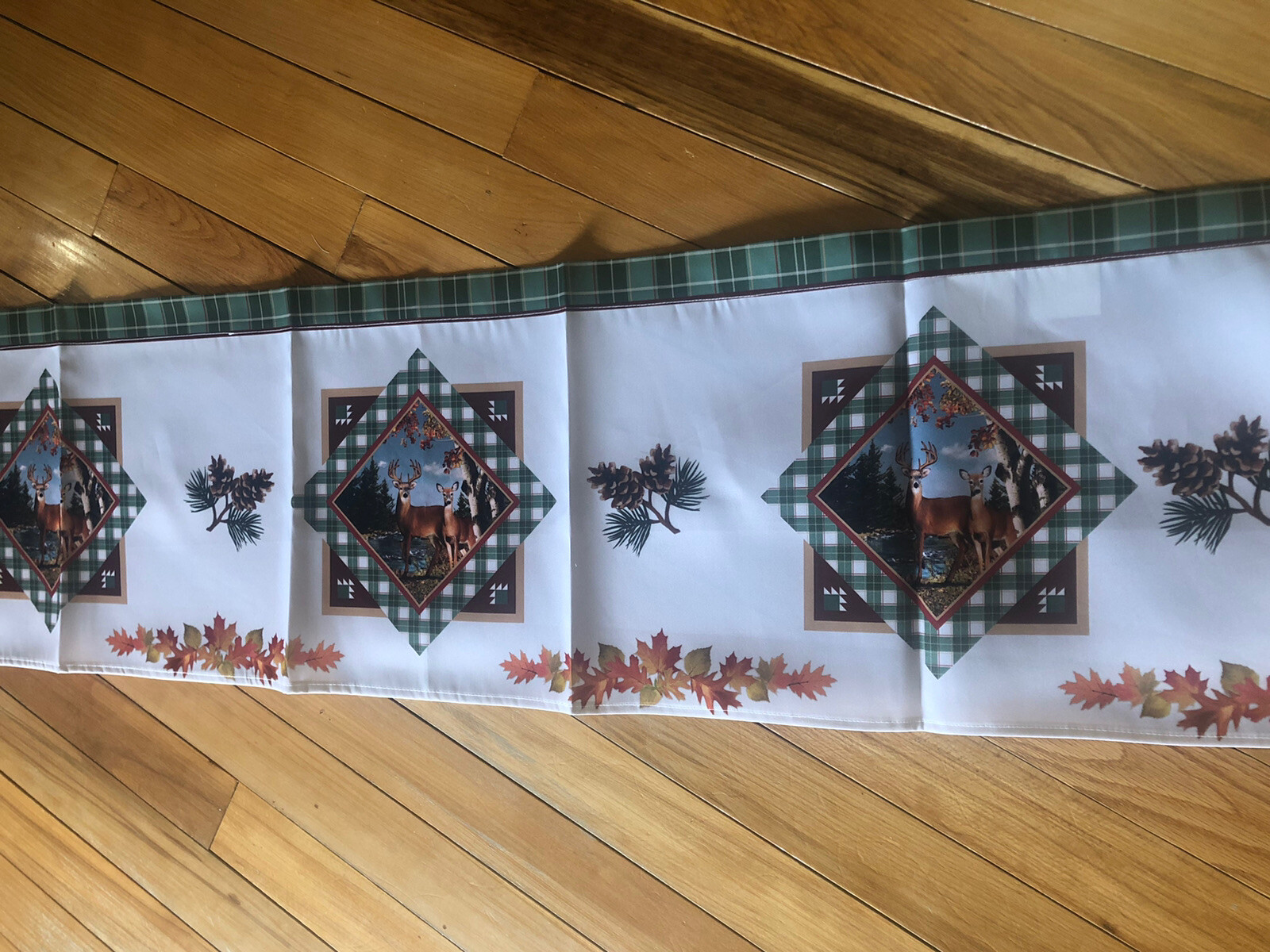 Harvest Fall Leaves Autumn Window Valance Woodland Lodge Deer Forest Valance