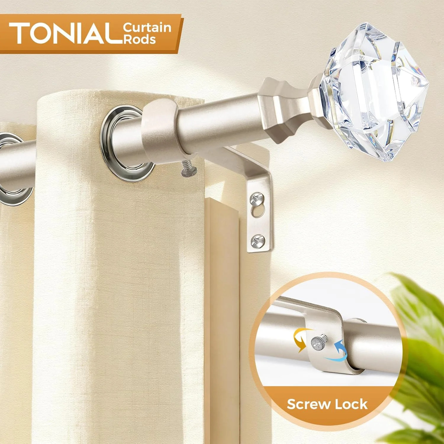 TONIAL Curtain Rods for Windows 20 to 53 Inch(1.6 to 4.4 ft), Telescoping Splici
