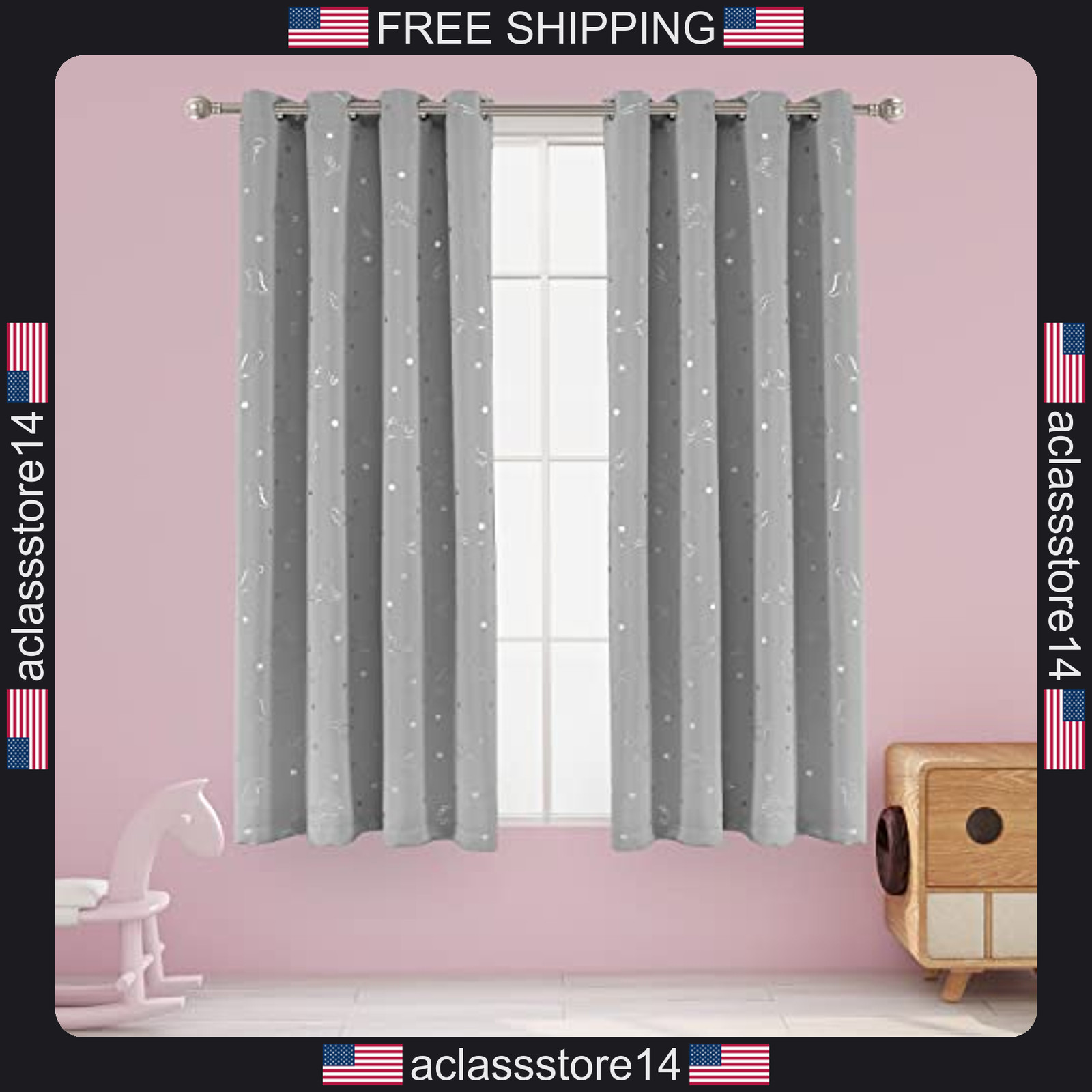 LORDTEX dinosaur and star blackout curtains kids room 52×63 inch set of 2