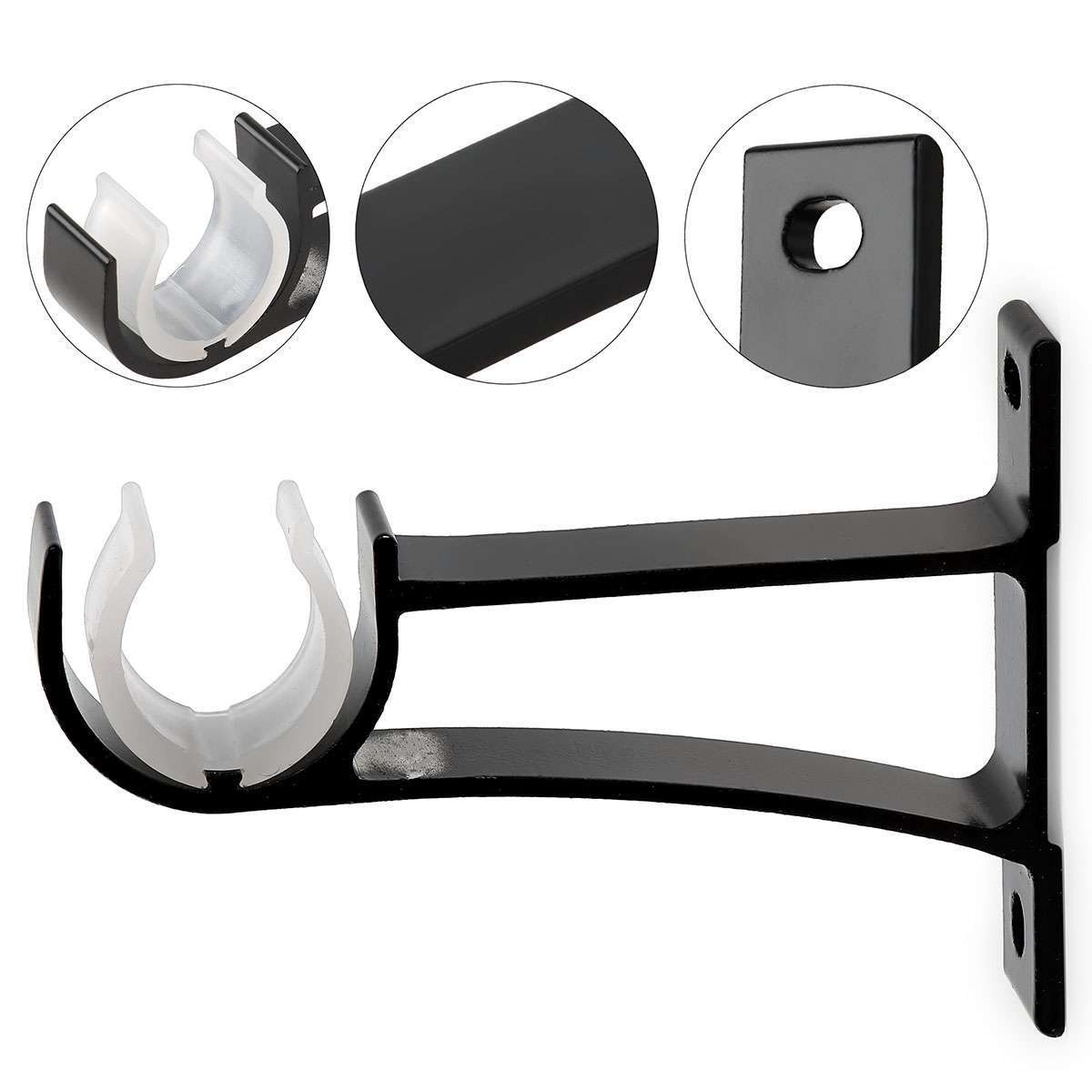 4 Pcs Single Curtain Rod Brackets for Drapery Rod Aluminum Alloy Heavy Duty