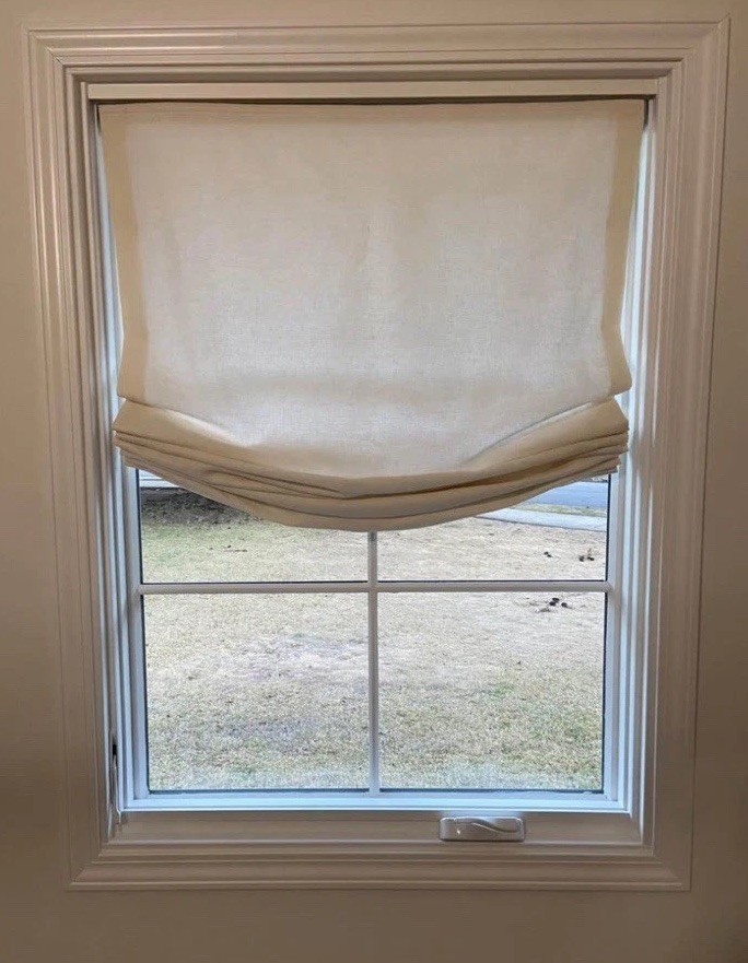 Relaxed Belgian Linen Cordless Roman Shade Beige White Gray Light Filtering