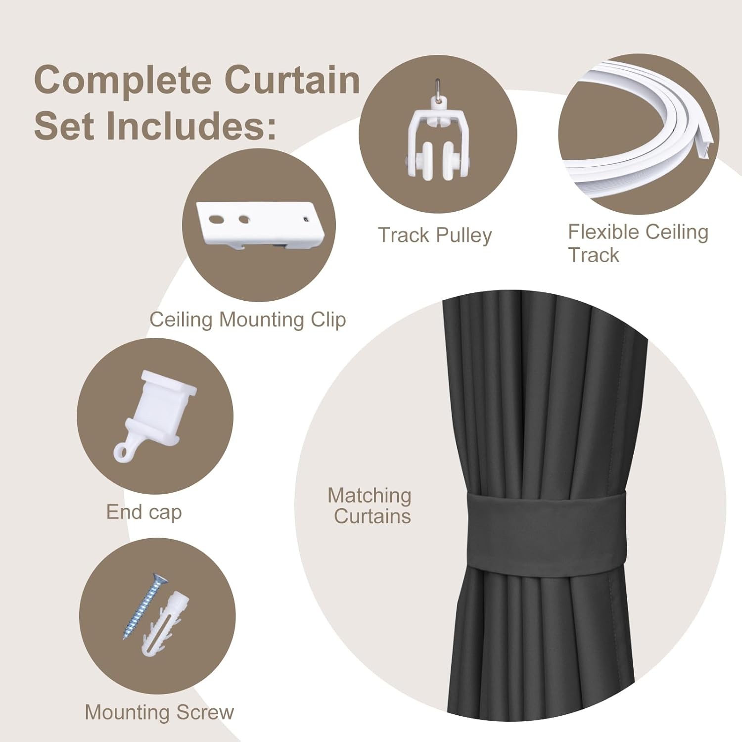 MaKefeile Room Divider Curtains Bendable Track Set