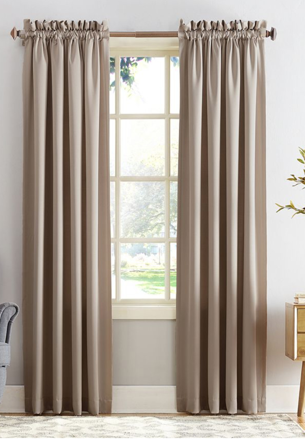 Sun Zero Grant Room Darkening Rod Pocket Top 54″ x 84″ Curtain Panel – Stone