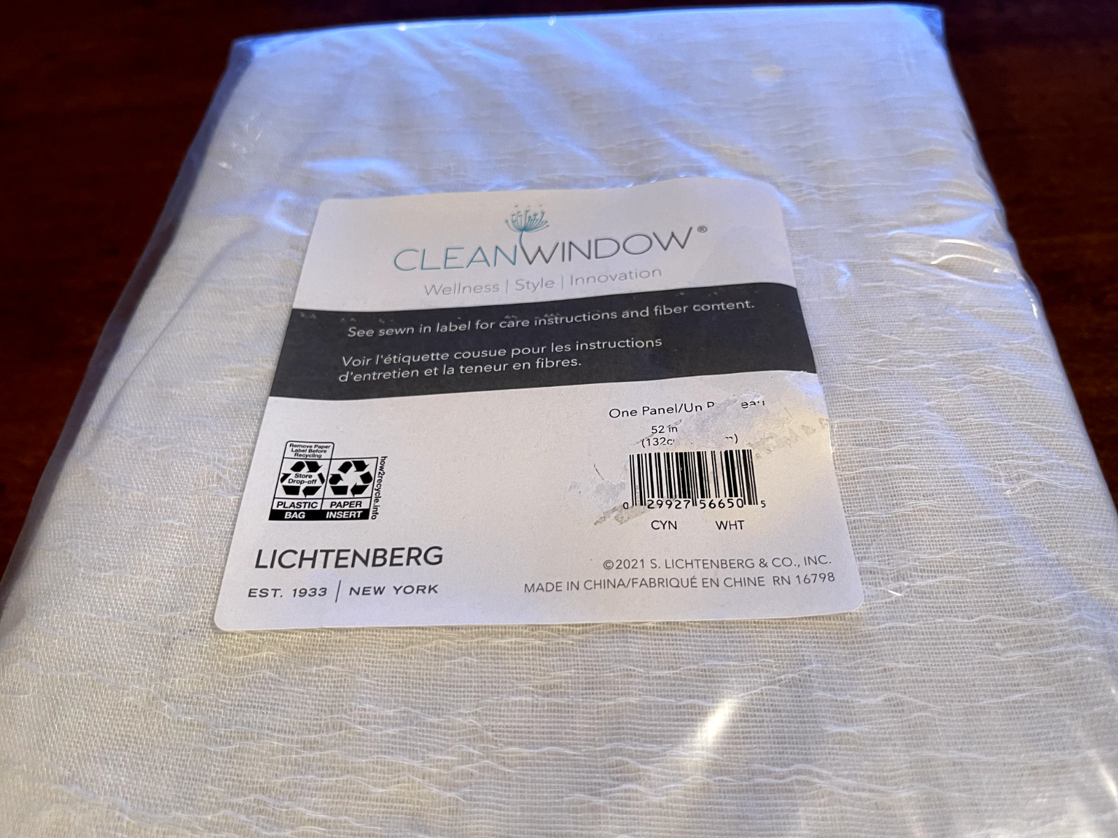 Crushed Texture Sheer Anti-Dust Curtain Panel – Clean Window 96″x52″ white
