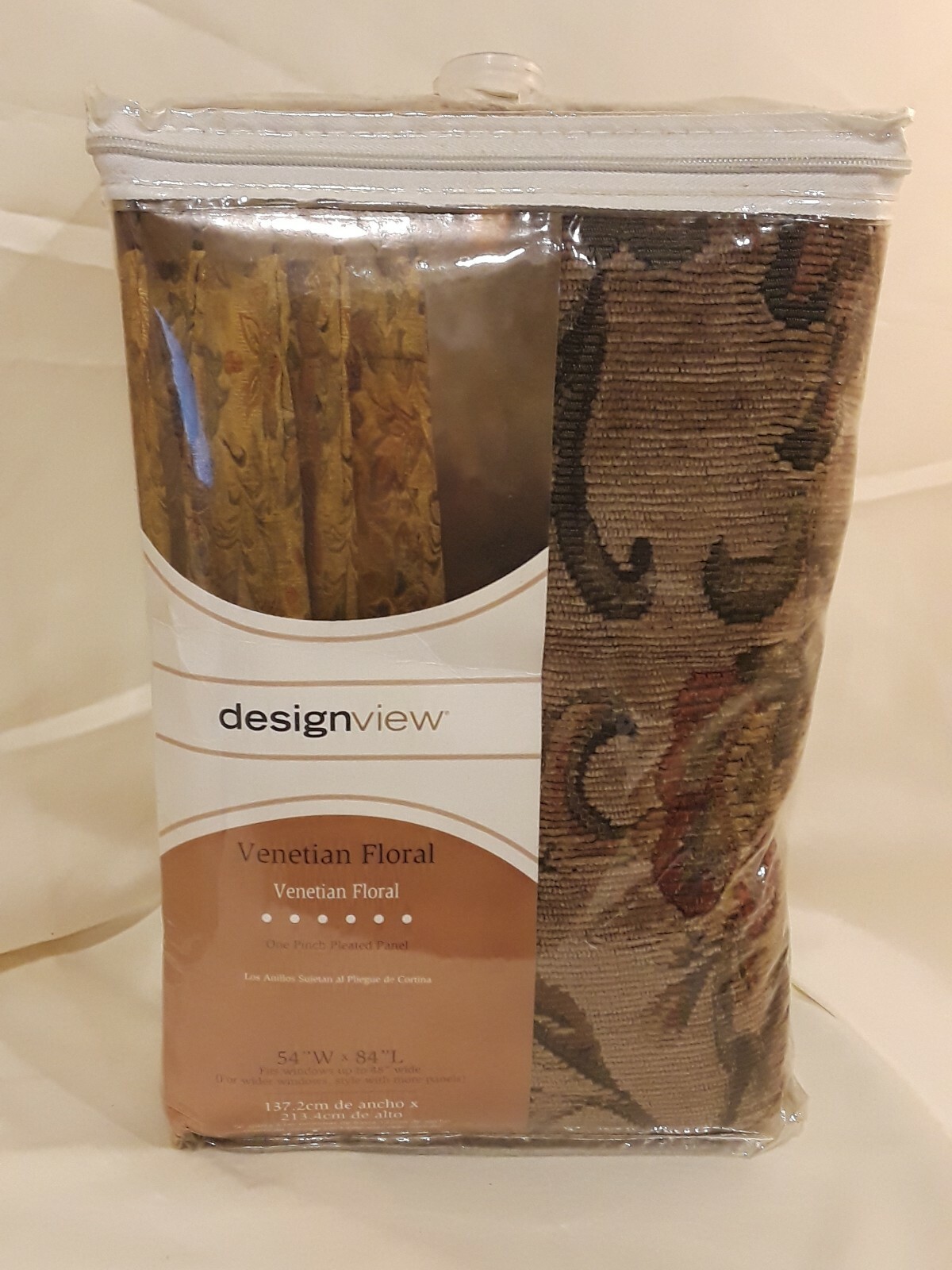 Design View Venetian Floral one pinch pleated panel 54″ W x 84″ L Curtain