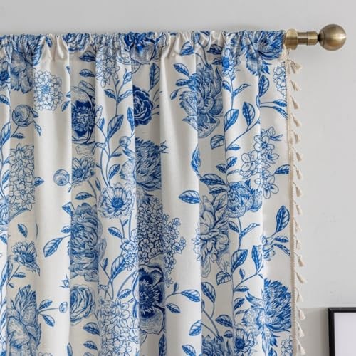 Curtains for Bohemian 90 Inch Length French 55″W x 90″L (Pack of 2) Blue