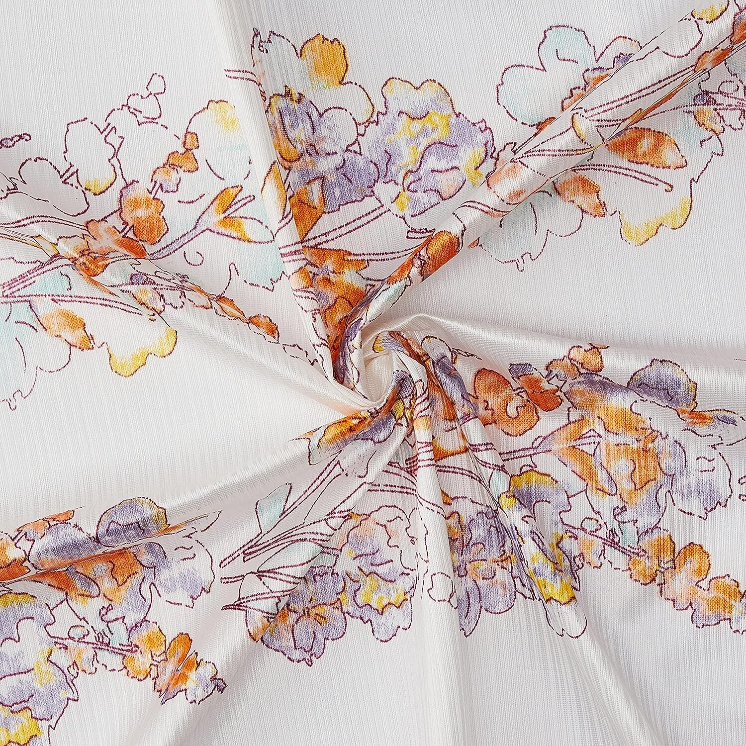 Polyester Floral Print Window Curtain (Pack of 2, 5 Feet)