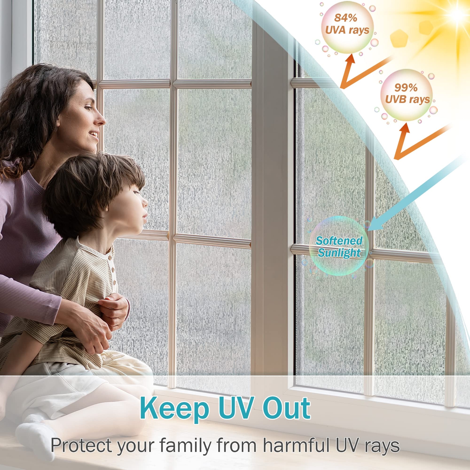 Static Cling Rain Glass Window Film Removable Decorative Privacy Anti-Uv Heat