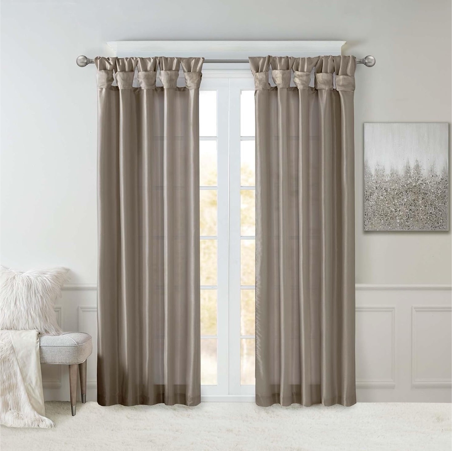 Madison PARK room darkening tab top curtain panel 50 x 108in taupe
