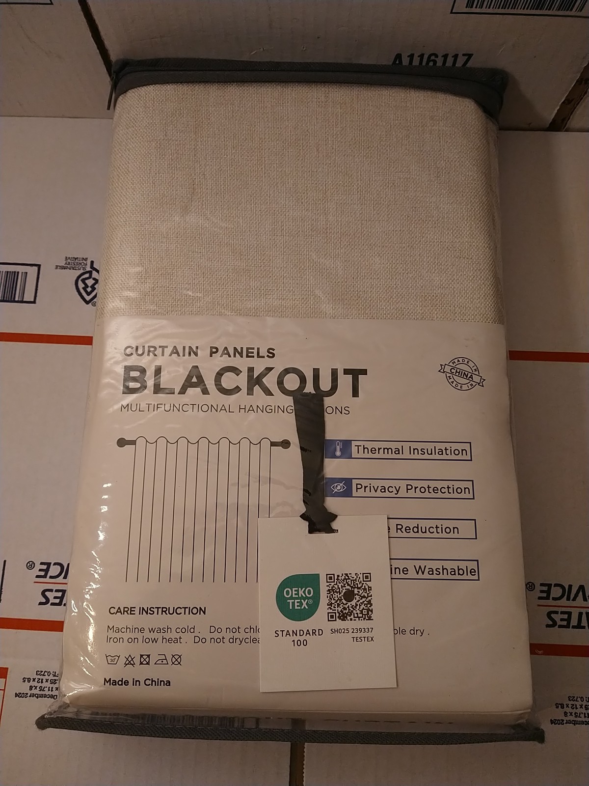 100% Blackout Curtains Linen 2 Panels 50”W x 84”L Thermal Insulated CREAM Pocket