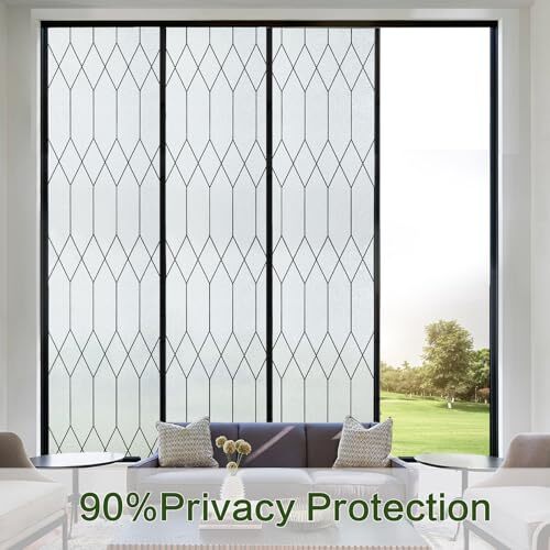 Window Privacy Film Stained Glass Frosted Glass Window 17.5 x 78.7 Inch A-pure