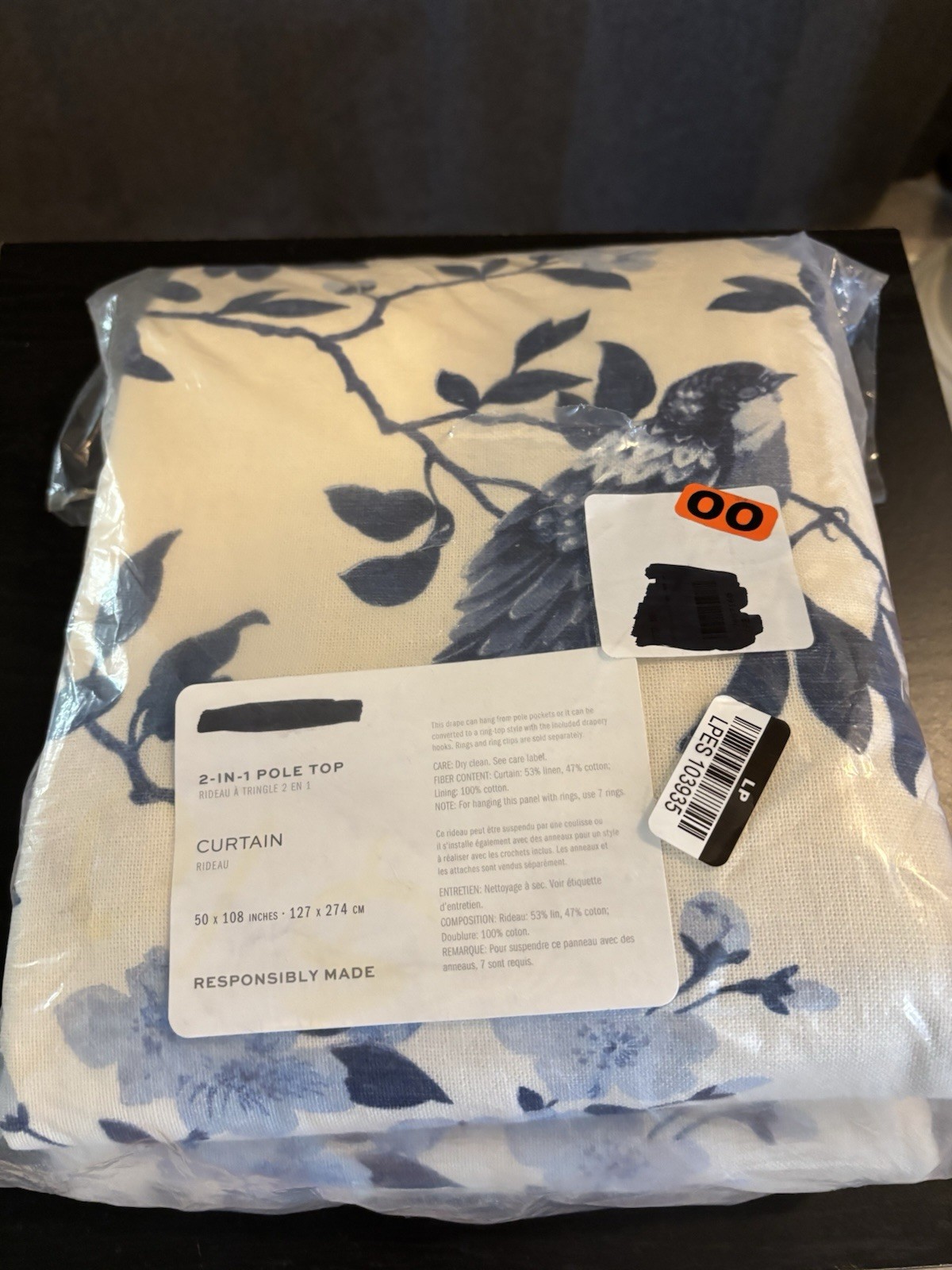 Pottery Barn Garden Floral Curtain, Light Filtering, 50W x108L, NWT