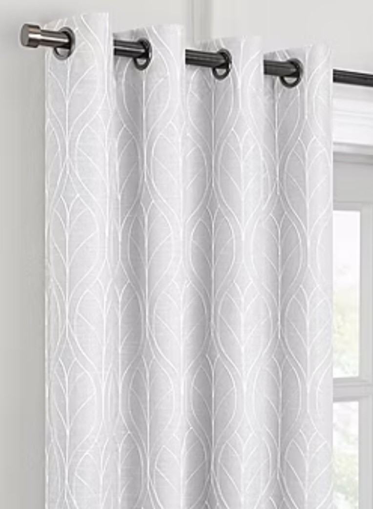 Fieldcrest Heritage Allegria Embroidered Grommet Panel Curtain 50inx 108in WHITE