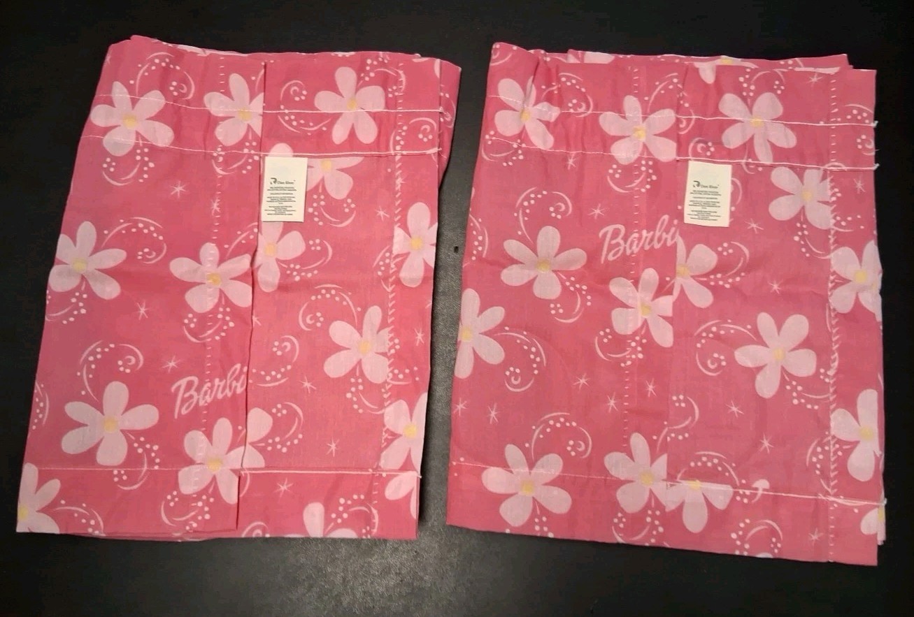 2 Barbie Pink Floral Dan River Home Fashions For Kids Rod Pocket Valences 17X86