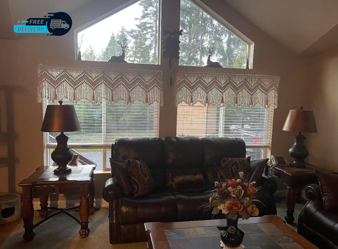Boho Valance Macrame Curtains for Windows Macrame Valance for Bedroom