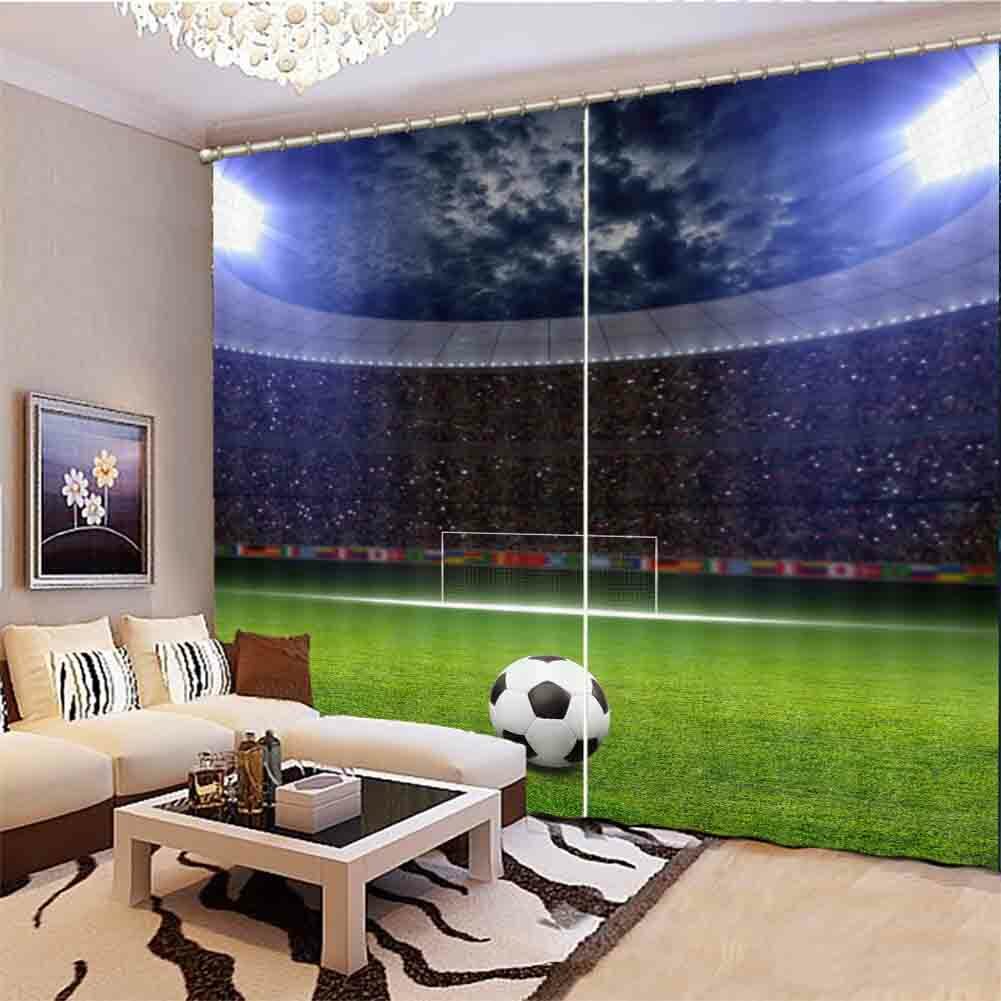Football Field Sky 3D Curtain Blockout Photo Printing Curtains Drape Fabric