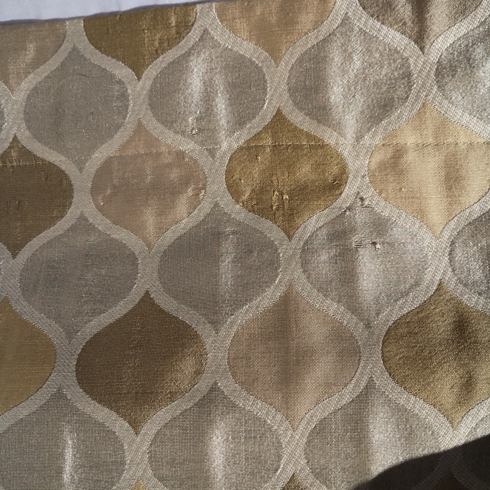 RICHLOOM Riga Curtains 51 x 96 Gold Silver Geometric Art Deco Hollywood Regency