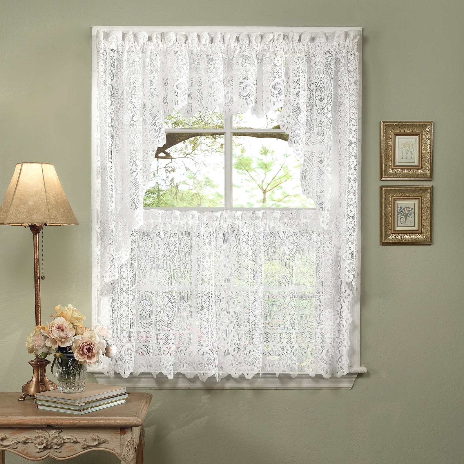 5 Pc Kitchen Curtain Set, Swag Pair, Valance, Choice of 24″ or 36″ Tier Pair