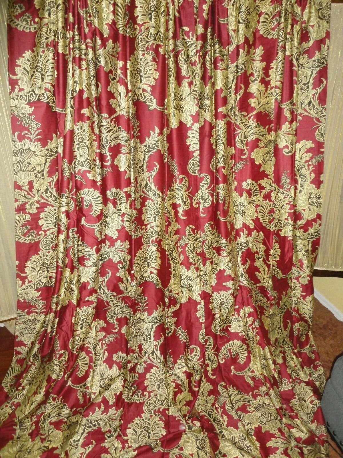 ROSE TREE SAVOY RED BLACK FLORAL (2P) DRAPERY CURTAINS PANELS & TIEBACKS 50 X 86