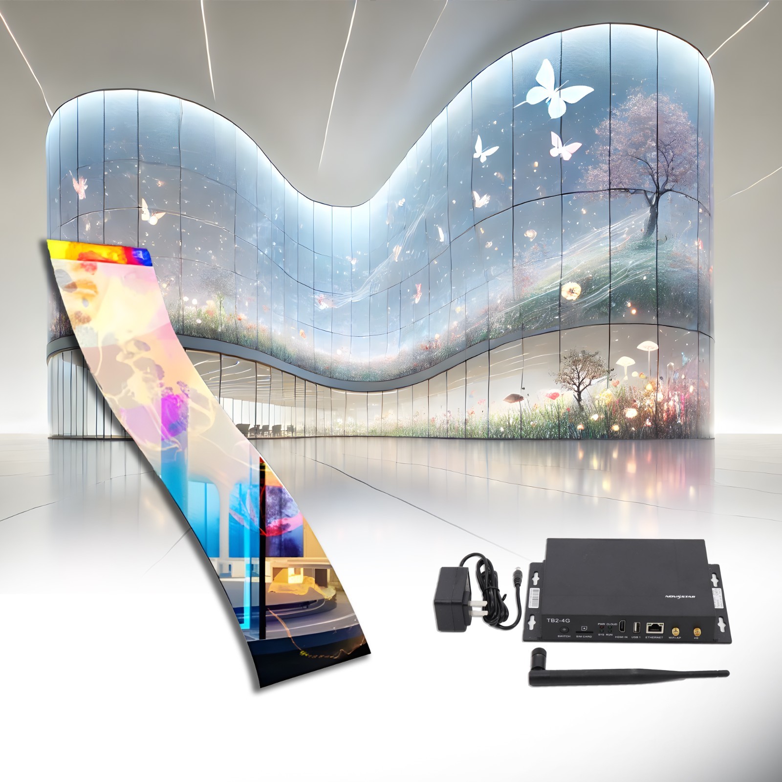 Flexible P6, P10, P16 LED Film 39.5″x10″ Transparent Digital Advertising Screen