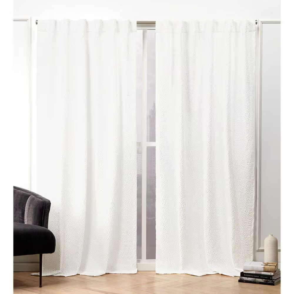 Textured Matelasse Snowflake Abstract Light Filtering Hidden Tab / Rod Pocket Cu